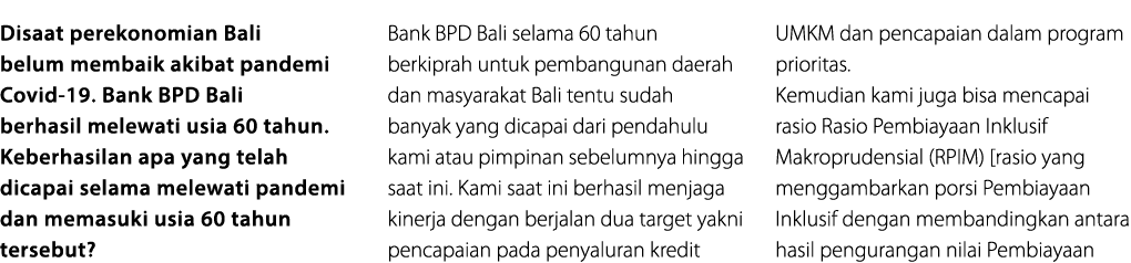 Disaat perekonomian Bali belum membaik akibat pandemi Covid 19. Bank BPD Bali berhasil melewati usia 60 tahun. Keberh...