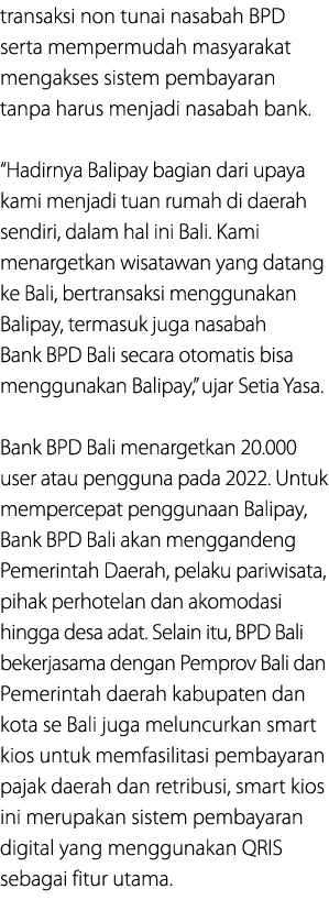 transaksi non tunai nasabah BPD serta mempermudah masyarakat mengakses sistem pembayaran tanpa harus menjadi nasabah ...