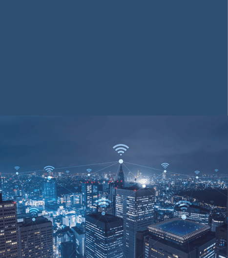 Cityscape with wi-fi connection conceptual,information communication technology concept