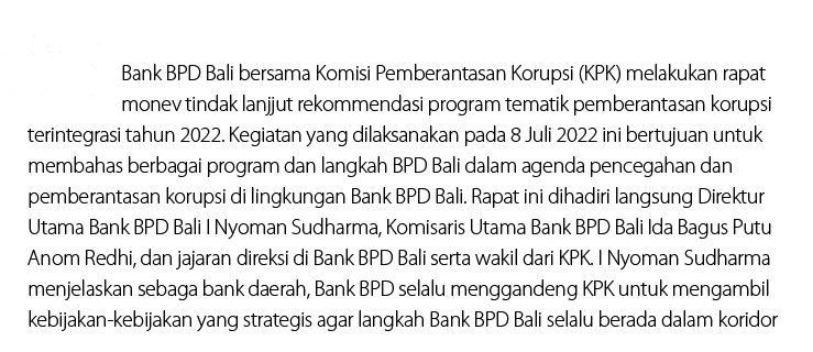 03,Bank BPD Bali bersama Komisi Pemberantasan Korupsi (KPK) melakukan rapat monev tindak lanjjut rekommendasi program...