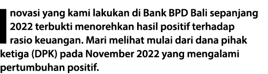 Inovasi yang kami lakukan di Bank BPD Bali sepanjang 2022 terbukti menorehkan hasil positif terhadap rasio keuangan. ...