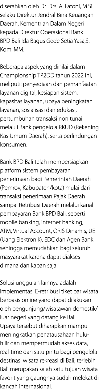 diserahkan oleh Dr. Drs. A. Fatoni, M.Si selaku Direktur Jendral Bina Keuangan Daerah, Kementrian Dalam Negeri kepada...