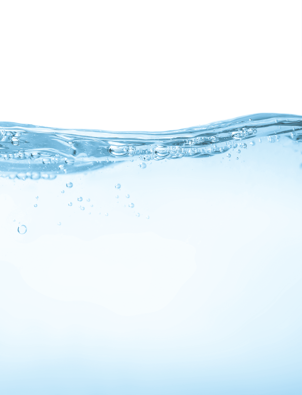 blue water surface with ripple and bubble transparent on white background